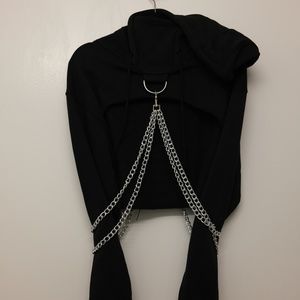 Dolls Kill Cropped Detachable Chain Hoodie